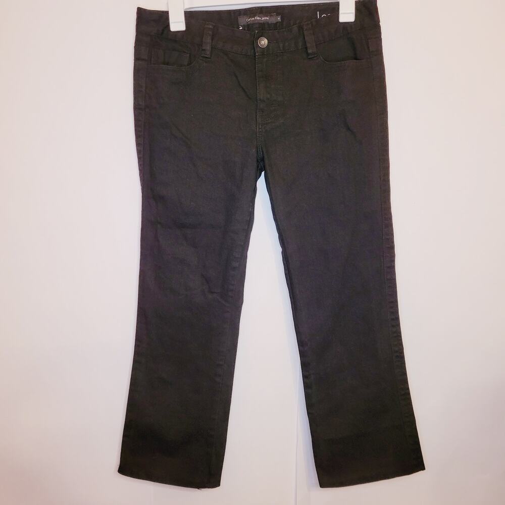 Calvin Klein Womens Classic Black Lean Bootcut Flap Pocket Jeans Size 14